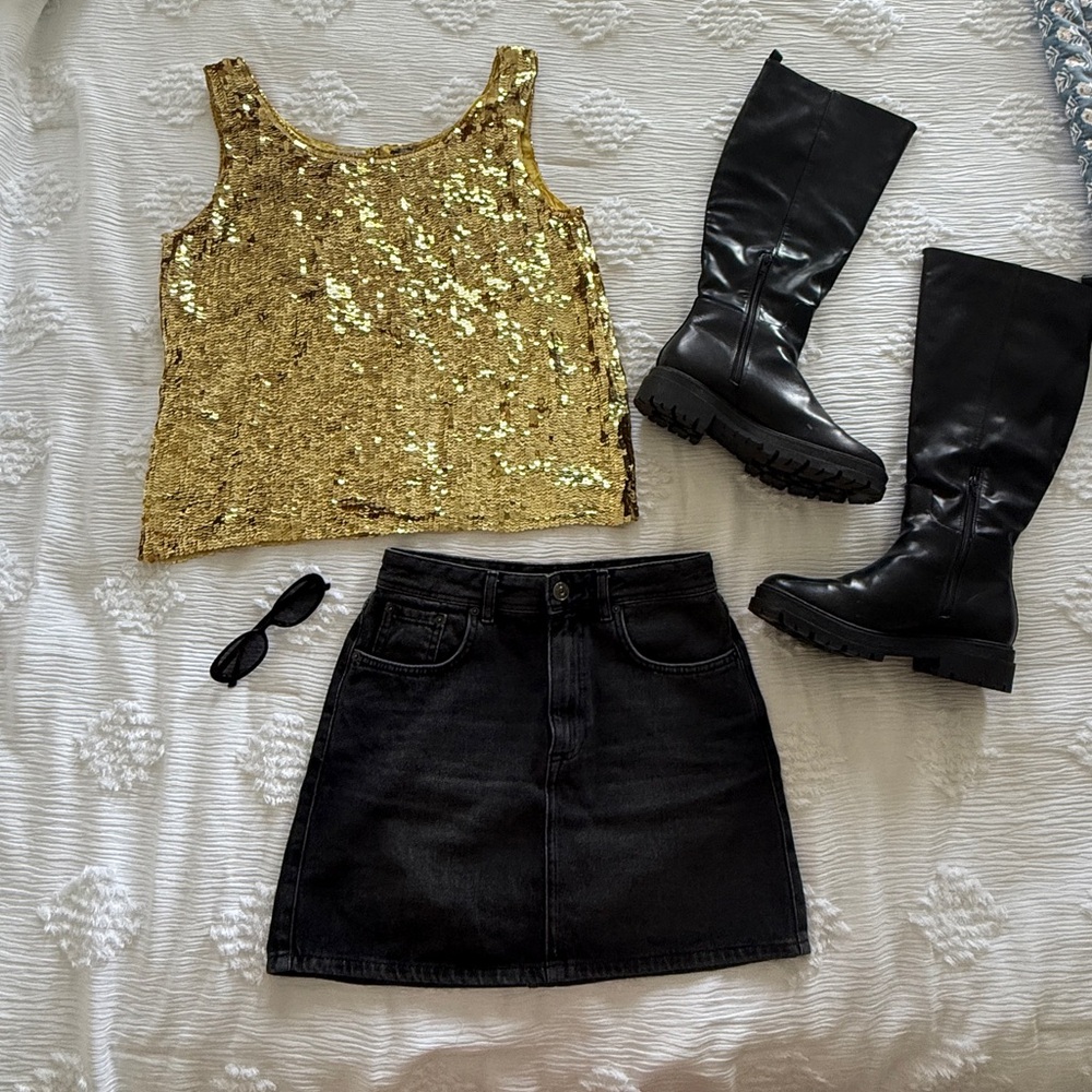 Vintage 90s Gold Sequin Tank Top